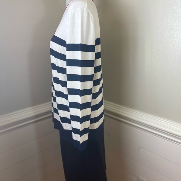 Kim Rogers Sequin Bow Embellished Striped Sweater L FREE SHIP - Picture 5 of 5